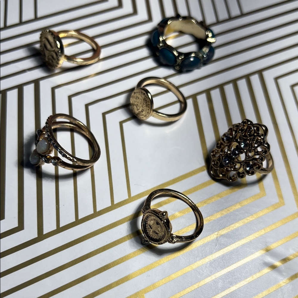 Gold-Tone Teardrop Stone Stackable Ring - Women